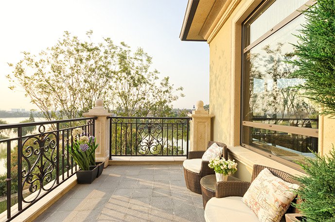 decoration and furniture in modern balcony